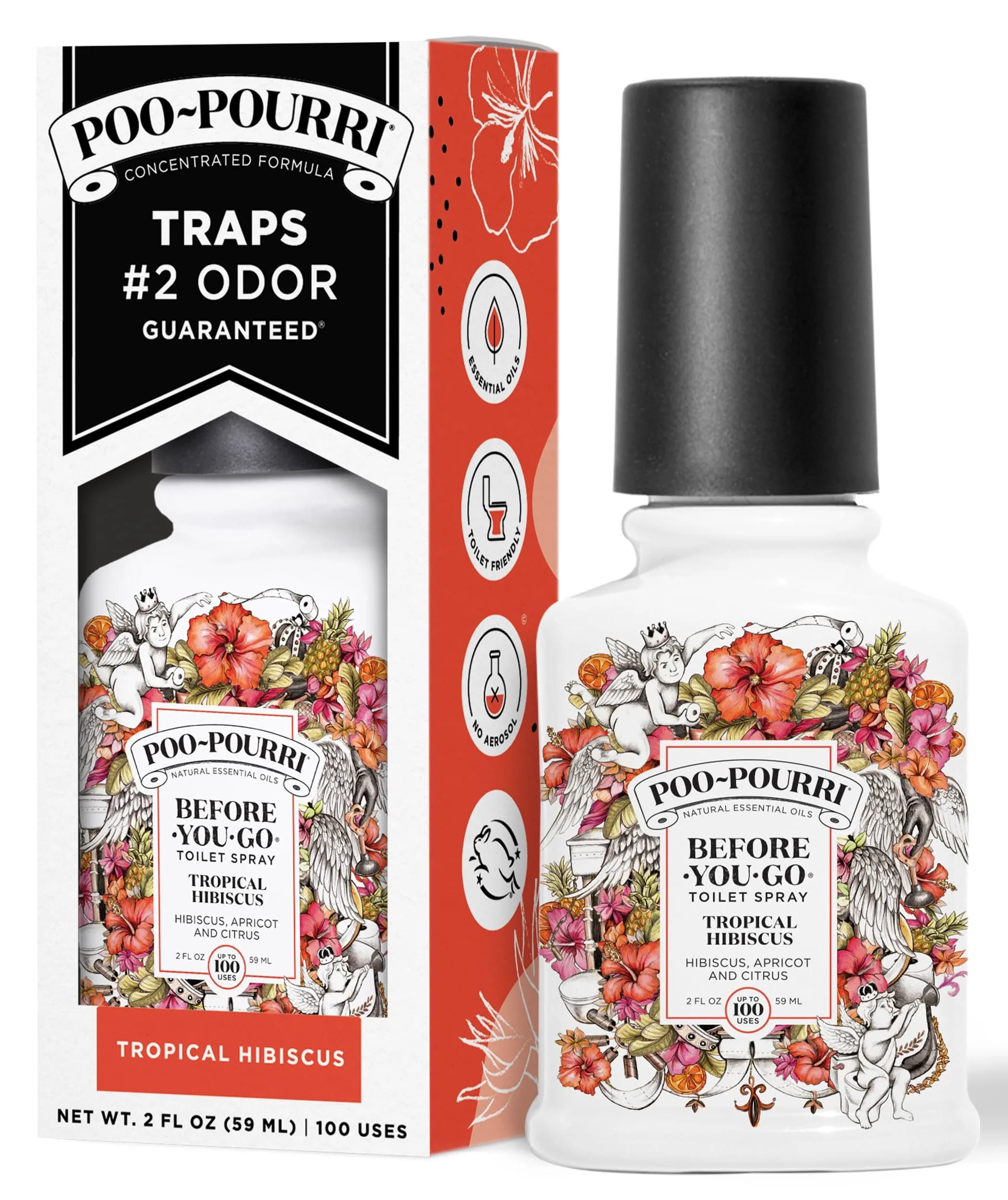 Poo-Pourri Tropical Hibiscus Pocket Toilet Spray 30ml (1 Fl Oz) | Essential Oils Odor Deodorizer — Tropical Hibiscus