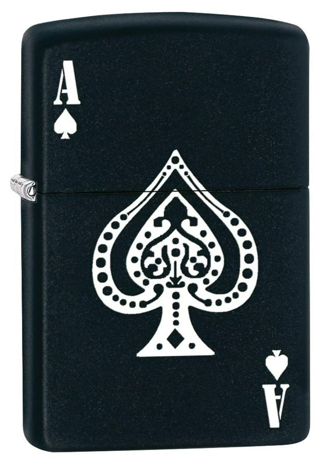 Zippo High Polish Chrome Spade Pocket Lighter | Windproof, Refillable, USA Made — Black Matte