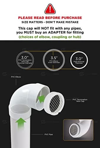 RAVEN 3" PVC Termination Cap Mesh Screen Vent Cover with 3.5" Outer Diameter | Prevents Debris & Wildlife Entry thumbnail 2