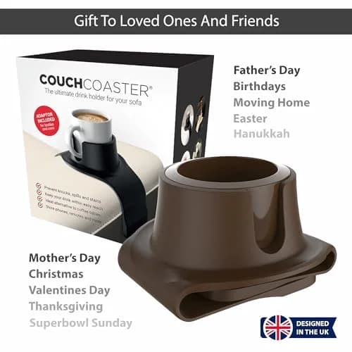 HIT PRODUCTS CouchCoaster Armrest Cup Holder, Mocha Brown 42cm (16.5") | Prevents Spills & Keeps Drinks Within Reach thumbnail 5