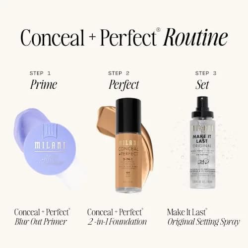 Milani Conceal + Perfect 2-in-1 Foundation + Concealer 01-Creamy Vanilla 29.57ml (1 Fl Oz) | Water-Resistant, Full Coverage thumbnail 7