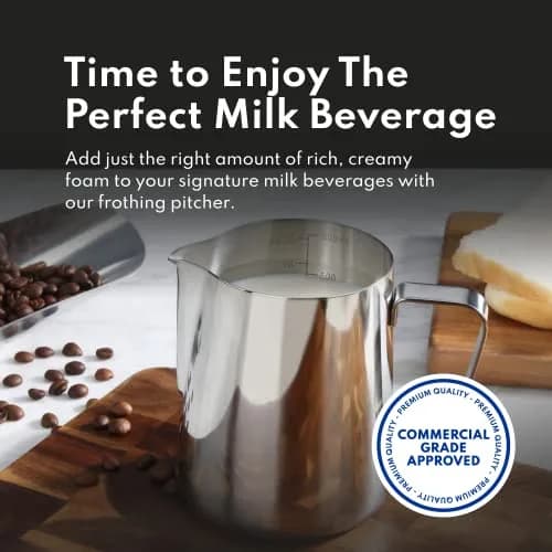 New Star Foodservice Stainless Steel Frothing Pitcher, 20 oz | Commercial Grade 18/8 Barista Tool for Lattes & Cappuccinos thumbnail 5