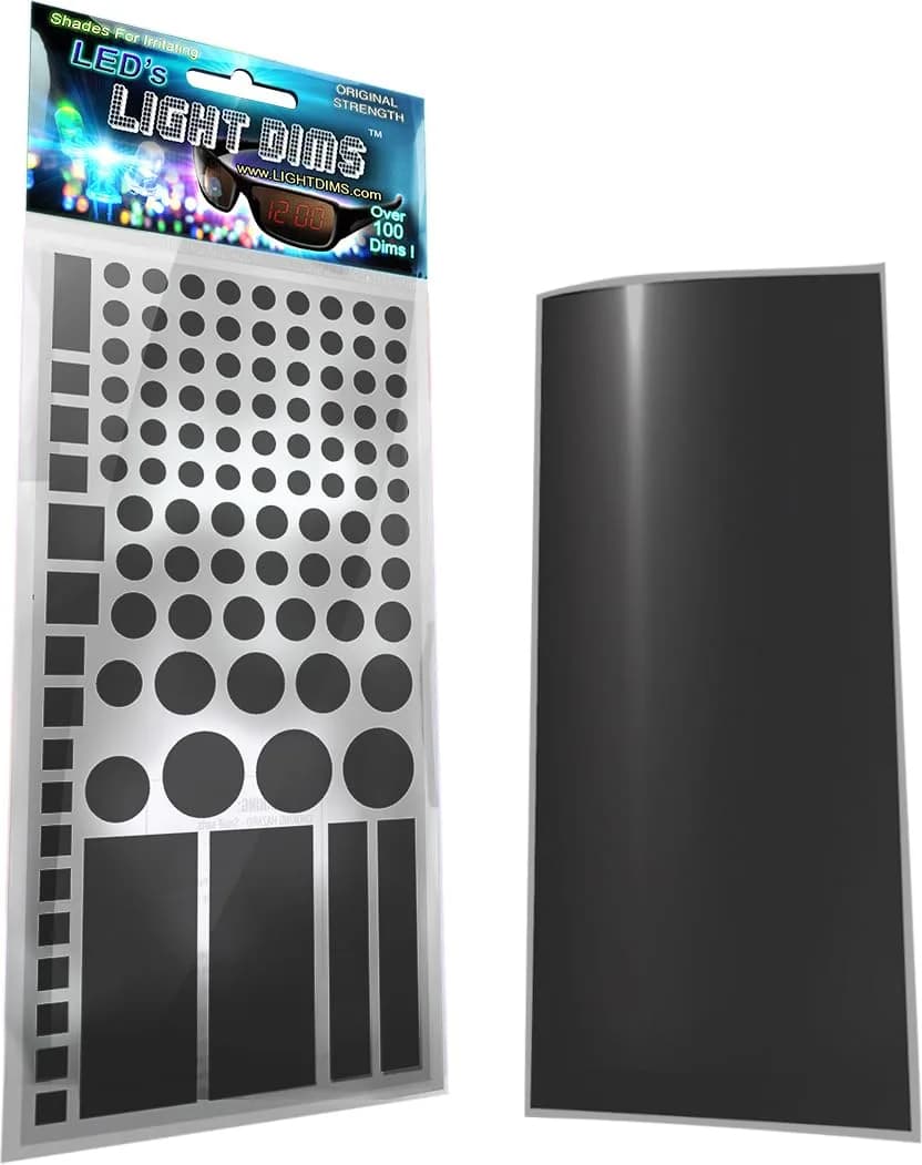 LIGHT DIMS Original Strength LED Light Dimmers (2 Sheets) Black | Dims 50-80% Glare - main product image