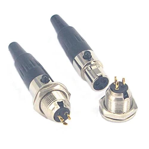 onelinkmore Mini XLR TA3F 3 Pin Female Connector DIY 2 Sets | Gold-Plated Connectors for Pro Microphones thumbnail 1