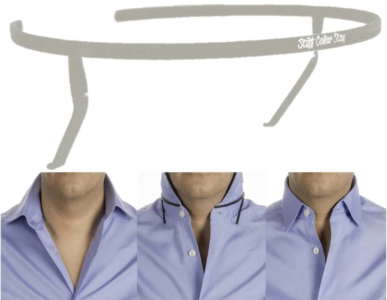 Stiff Collar Stay Collar Support System 17.5" | Premium Metal Collar Stays for Perfect Shirt Fit — Off-white / 18"