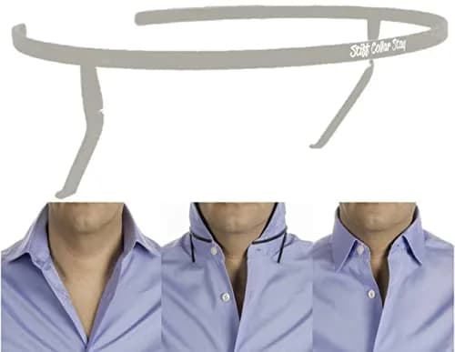 Stiff Collar Stay Adjustable Metal Shirt Collar Support Size 18 Off-White | Keeps Collar Flawless thumbnail 1
