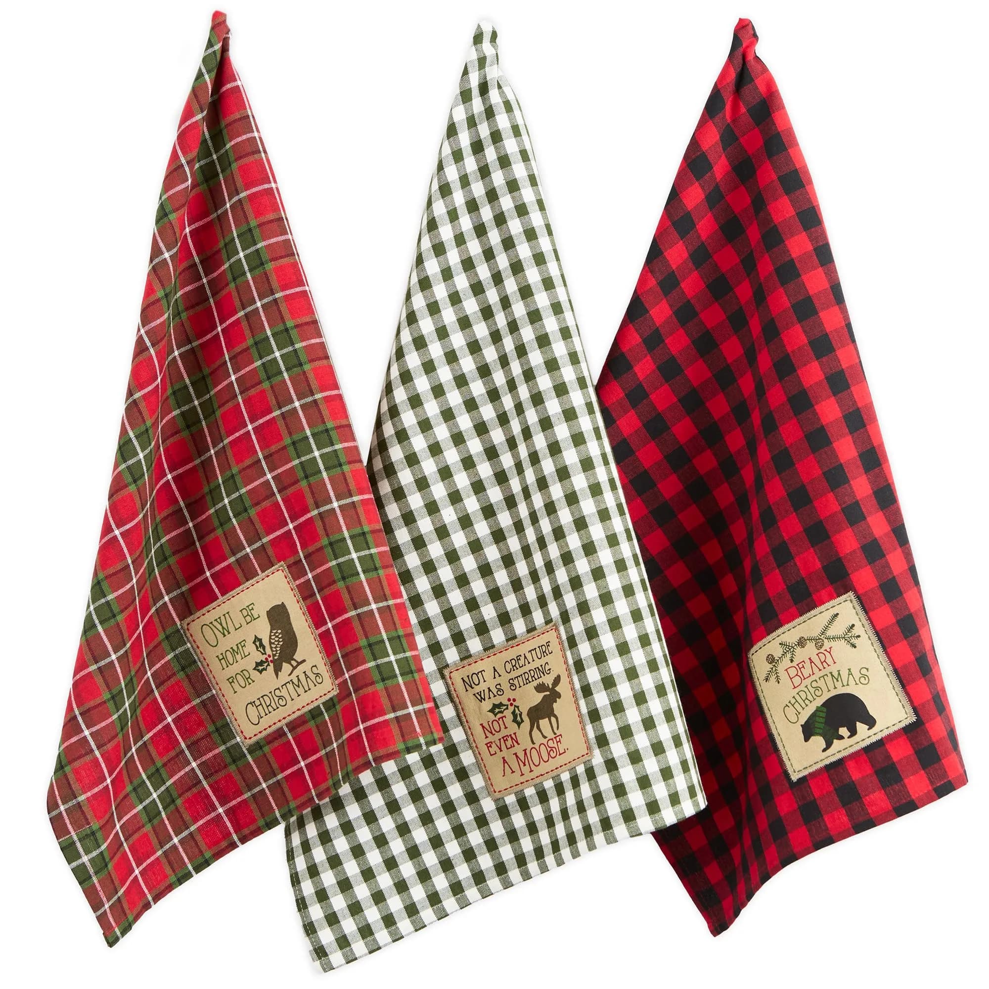 DII Holiday Kitchen Towels Embroidered Dish Towel Set, 18x28, Cabin Christmas, 3 Piece - main product image