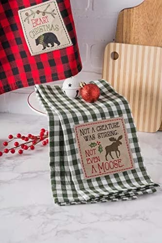 DII Holiday Kitchen Towels Embroidered Dish Towel Set, 18x28, Cabin Christmas, 3 Piece thumbnail 5