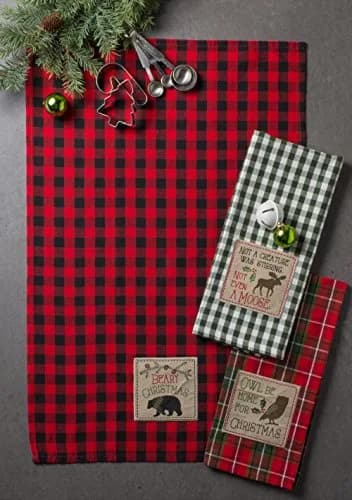 DII Holiday Kitchen Towels Embroidered Dish Towel Set, 18x28, Cabin Christmas, 3 Piece thumbnail 2