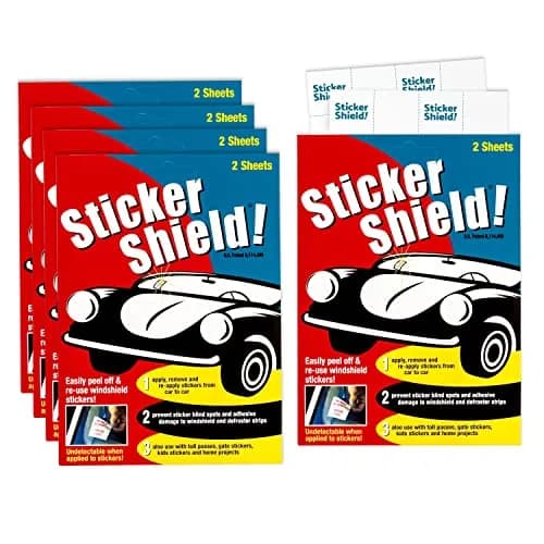 Sticker Shield Windshield Sticker Applicator 4" x 6" Sheets | Reusable Clear Film for Easy Application & Removal thumbnail 1
