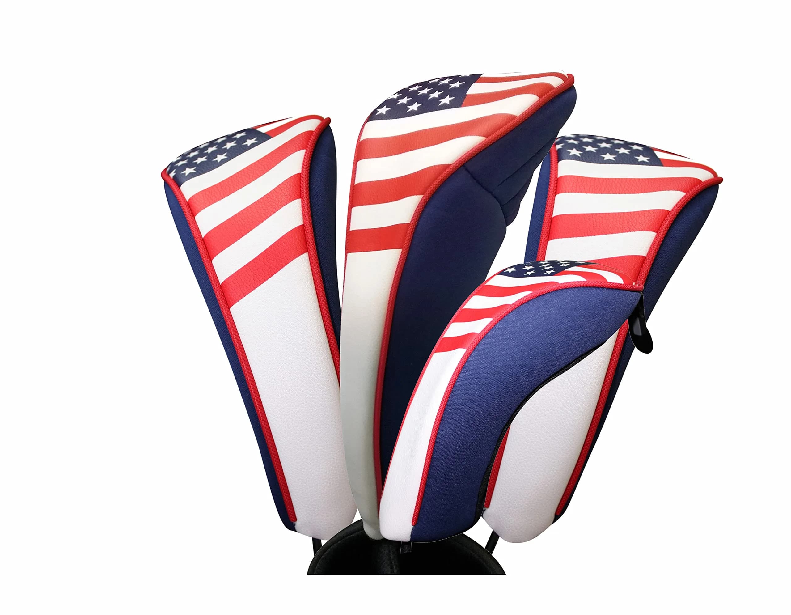 Majek USA Patriot Golf Zipper Head Covers 1 3 5 H Driver Hybrid Fairway | Patriotic Neoprene Golf Club Covers