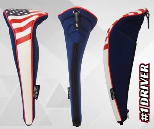 Majek USA Patriot Golf Zipper Head Covers 1 3 5 H Driver Hybrid Fairway | Patriotic Neoprene Golf Club Covers thumbnail 5