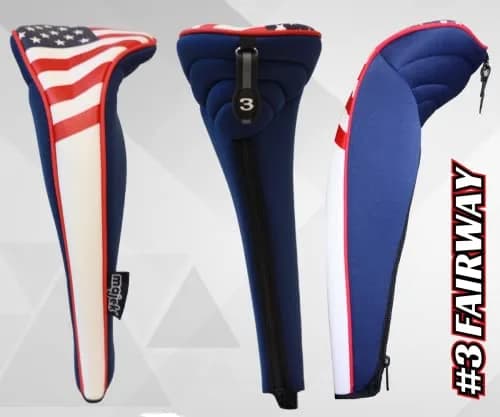 Majek USA Patriot Golf Zipper Head Covers 1 3 5 H Driver Hybrid Fairway | Patriotic Neoprene Golf Club Covers thumbnail 6