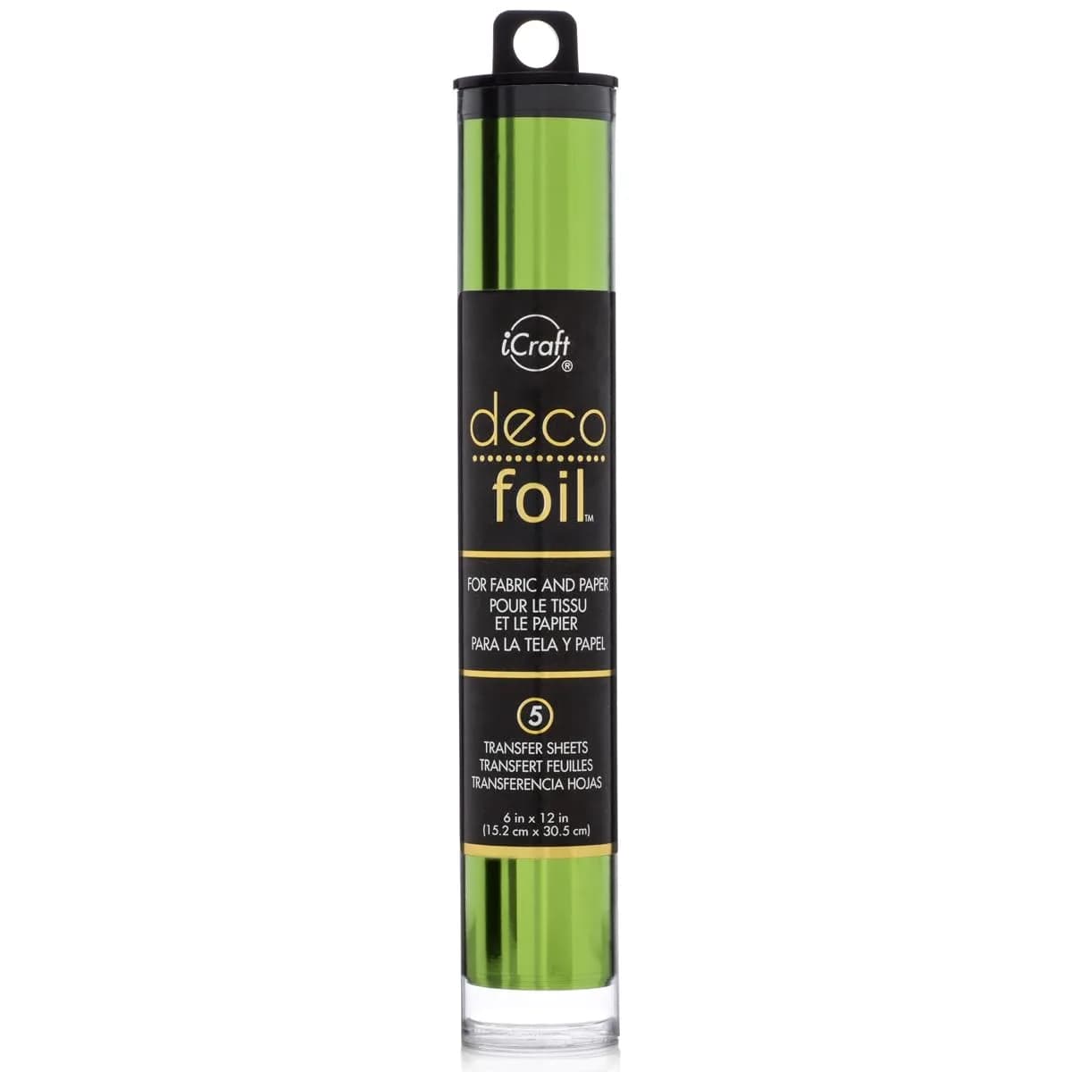 iCraft Deco Foil Transfer Sheets 6" x 12" (15.2 cm x 30.5 cm) Spring Green | 5 Sheets for Paper, Fabric, Wood
