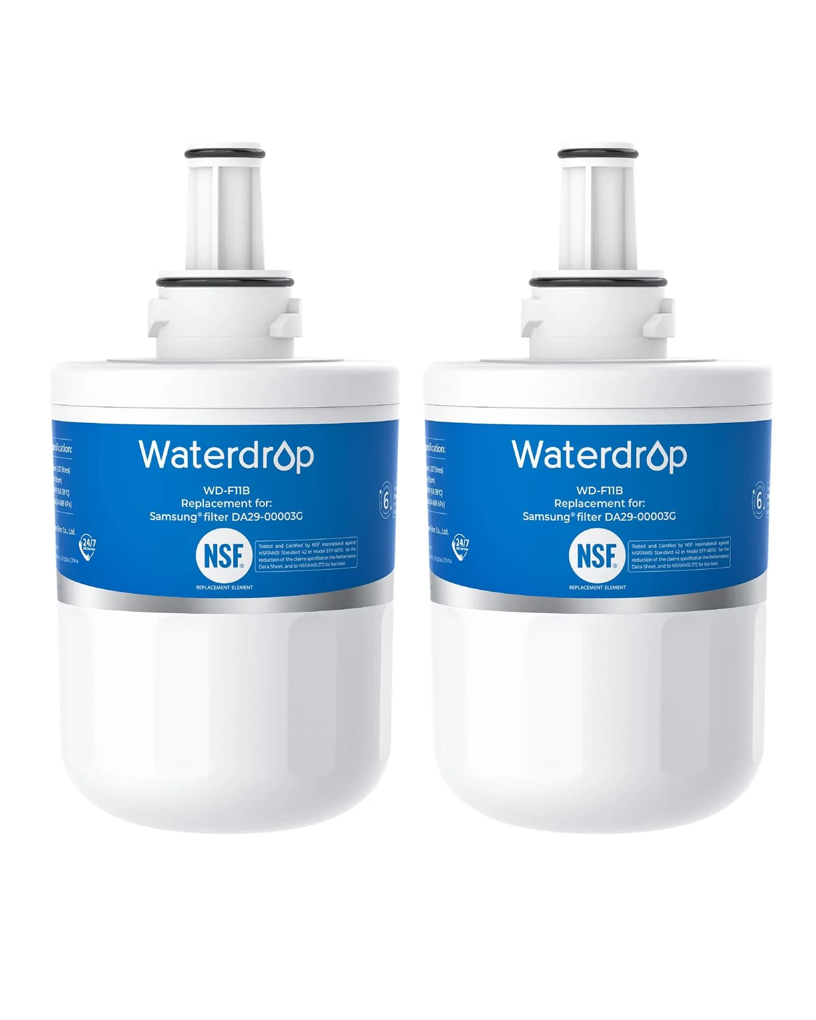 Waterdrop WD-F11B Refrigerator Water Filter 2-Pack | NSF Certified for Chlorine Reduction & Lead-Free