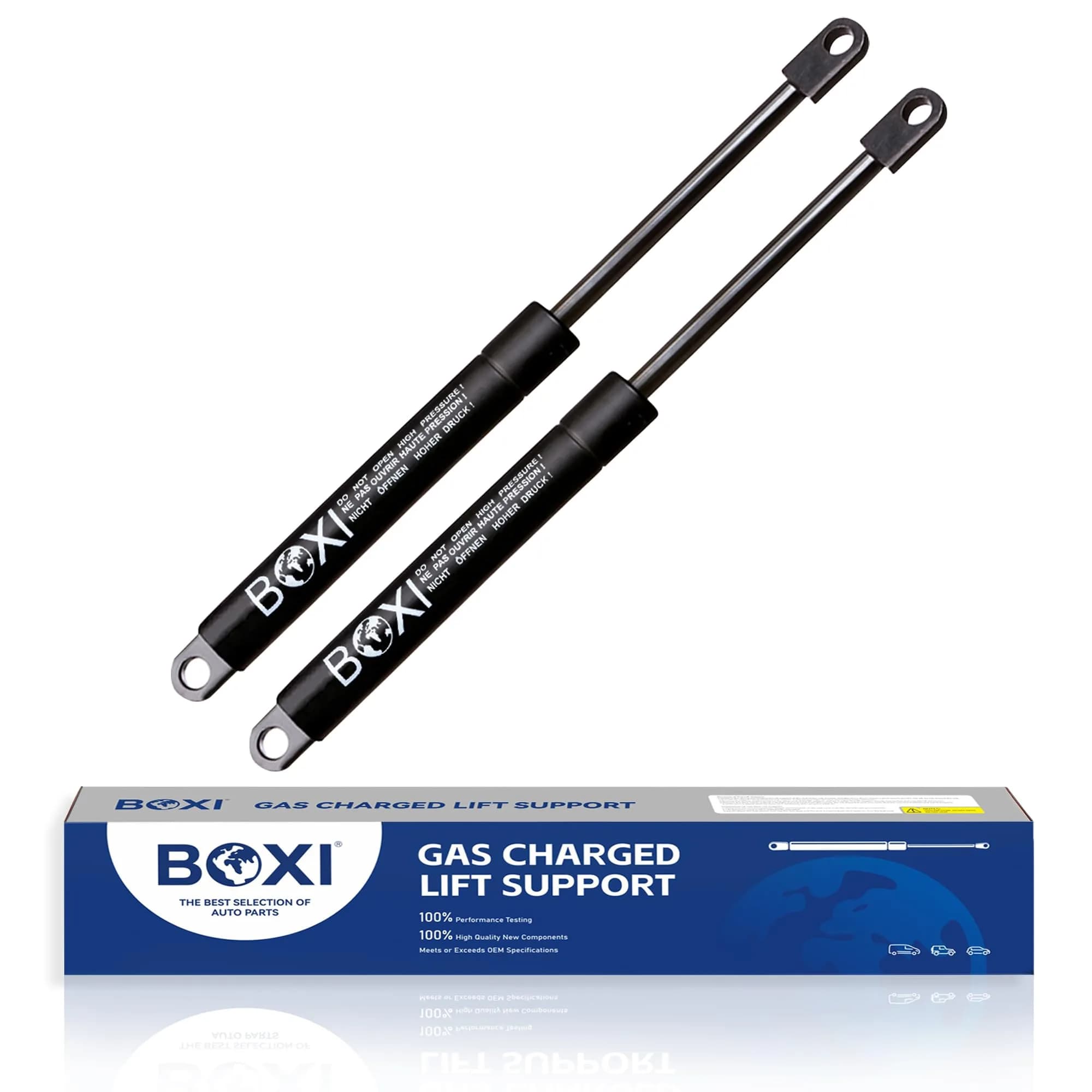 BOXI 2pcs Universal Lift Supports 10in Extended, 6.75in Compressed | 51 Lbs Force, Metal, Black
