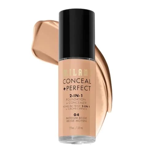 Milani Conceal + Perfect 2-in-1 Foundation + Concealer Makeup Medium Beige 30ml (1 Fl Oz) | Water-Resistant Full Coverage thumbnail 1