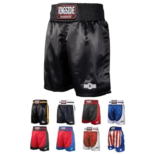 Ringside Pro-Style Boxing Trunks, Black, Youth Medium | Satin Shorts for Boxing & MMA thumbnail 1