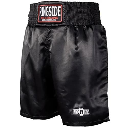 Ringside Pro-Style Boxing Trunks, Black, Youth Medium | Satin Shorts for Boxing & MMA thumbnail 3