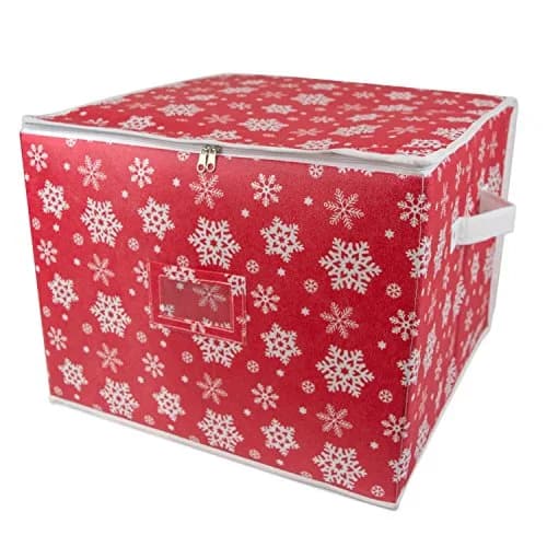 DII Christmas Ornament Storage Box with Dividers 16x16x13" Holds 75 Ornaments thumbnail 1