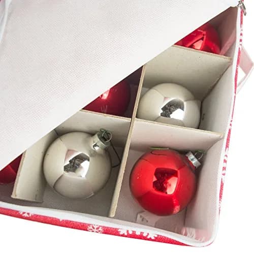 DII Christmas Ornament Storage Box with Dividers 16x16x13" Holds 75 Ornaments thumbnail 7