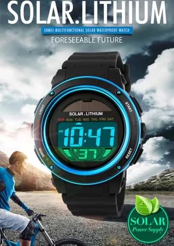 MASTOP Solar Watch Black LED Digital Military Waterproof Sports Watch 40mm (1.57in) thumbnail 3