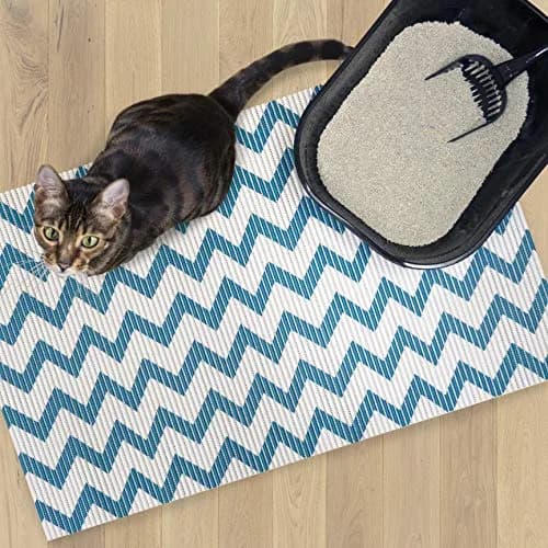Fresh Kitty Water Resistant Waste Bag – XL Jumbo Foam Litter Mat, Blue/White Chevron, Phthalate & BPA Free, 40" x 25" thumbnail 4