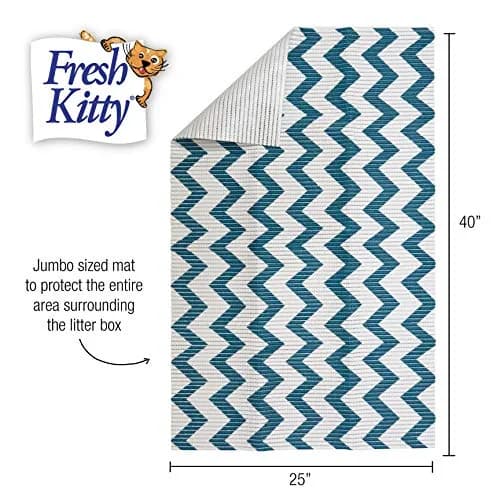 Fresh Kitty Water Resistant Waste Bag – XL Jumbo Foam Litter Mat, Blue/White Chevron, Phthalate & BPA Free, 40" x 25" thumbnail 5
