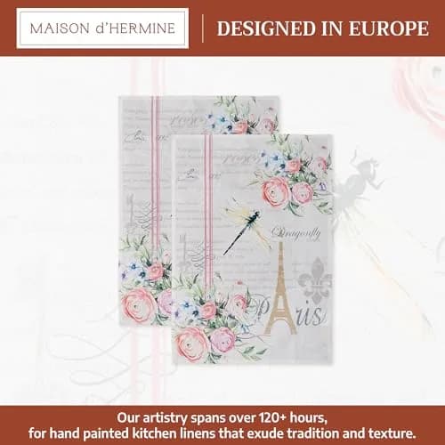 Maison d' Hermine Kitchen Towels Set of 2 | 100% Cotton, 27.50" x 20" | European Design thumbnail 2