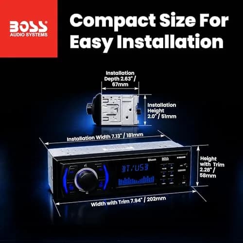 BOSS Audio Systems 616UAB Single DIN Bluetooth Car Stereo, No DVD, USB | 50W x 4 Max Power, Hands-Free Calls thumbnail 5