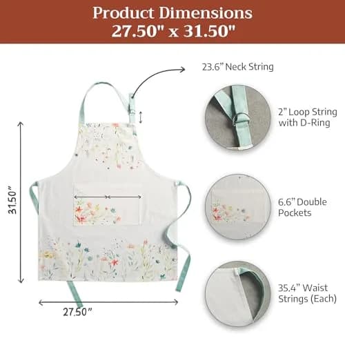 Maison d' Hermine Aprons for women with Pocket 100% Cotton | Stylish European Motifs, Full Coverage thumbnail 7