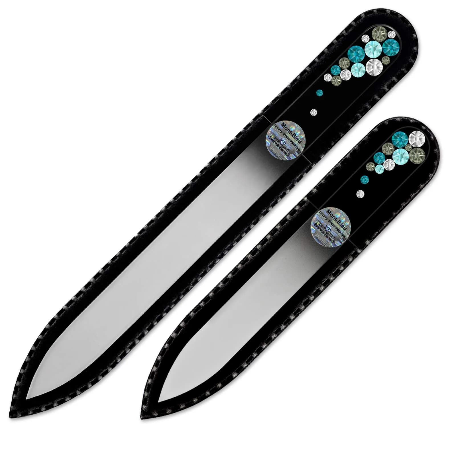 Mont Bleu Set of 2 Crystal Glass Nail Files | 90mm & 135mm (3.5" & 5.3") — Turquise
