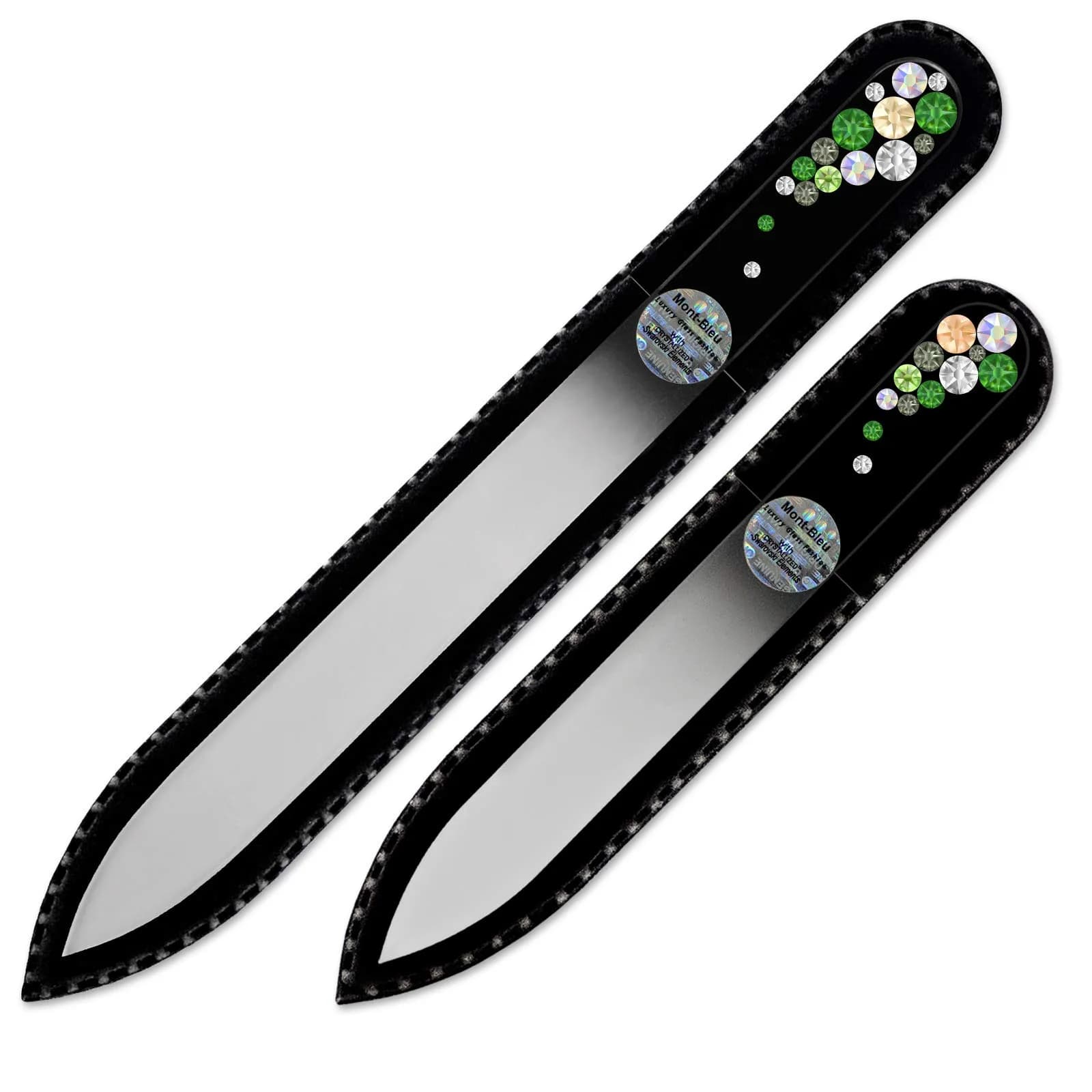 Mont Bleu Set of 2 Crystal Glass Nail Files | 90mm & 135mm (3.5" & 5.3") — Fern Green
