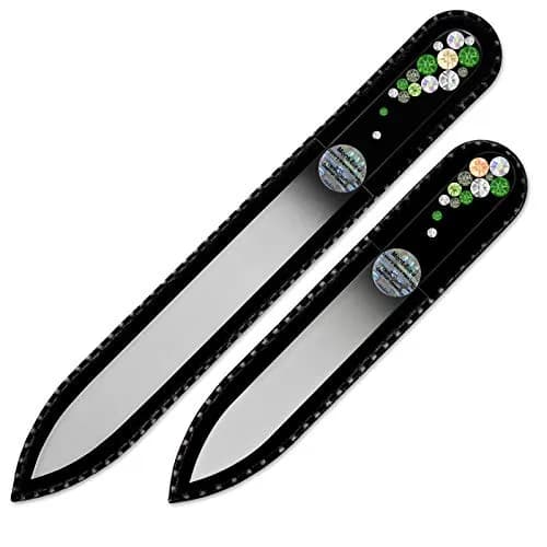 Mont Bleu Set of 2 Crystal Nail Files with Crystals | Genuine Czech Tempered Glass, Fine Grit thumbnail 1