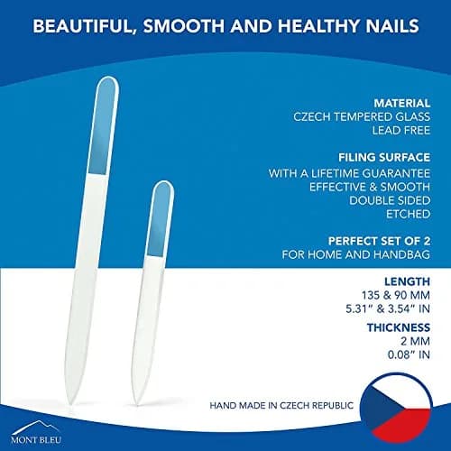 Mont Bleu Set of 2 Crystal Nail Files with Crystals | Genuine Czech Tempered Glass, Fine Grit thumbnail 2