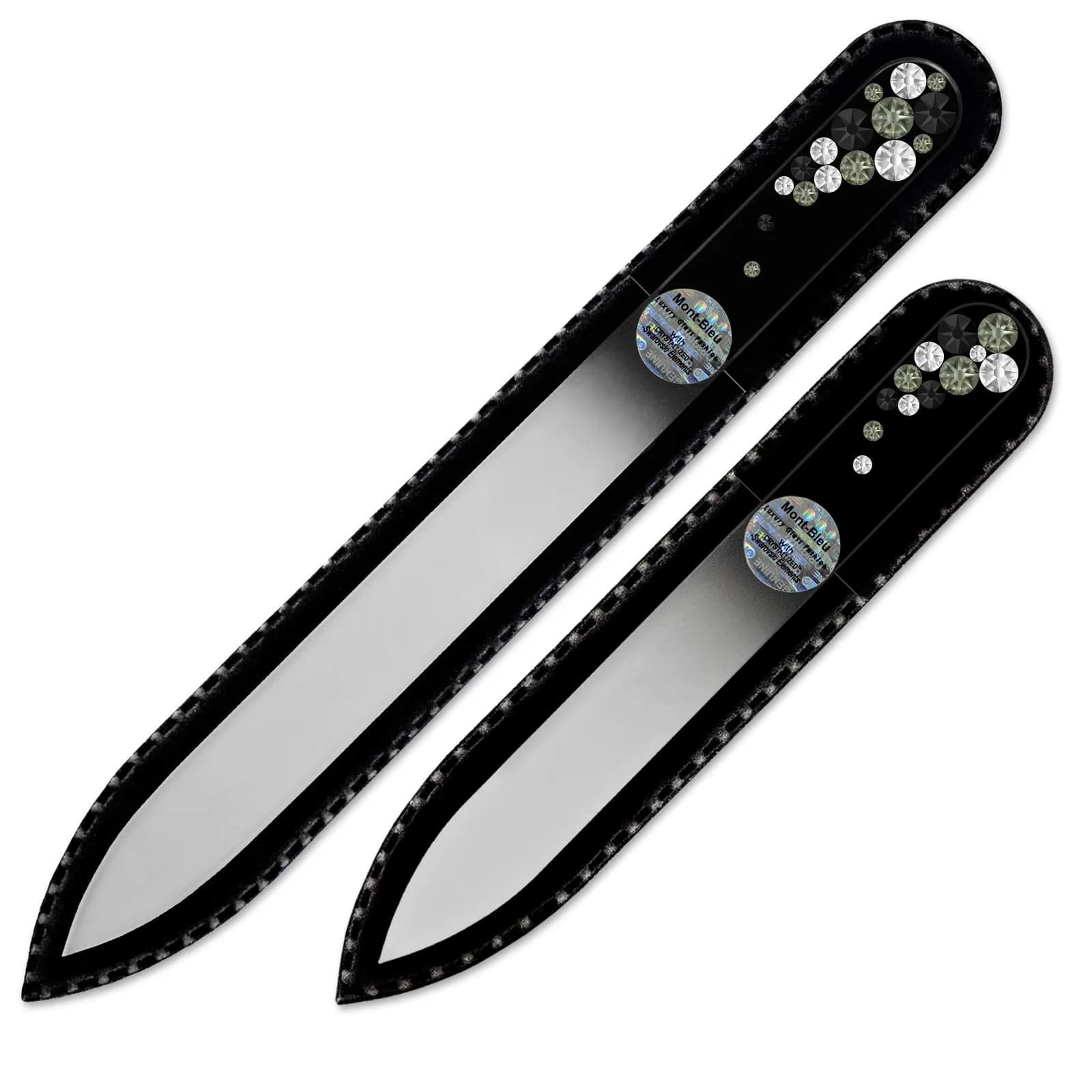 Mont Bleu Set of 2 Crystal Glass Nail Files | 90mm & 135mm (3.5" & 5.3") — Black Diamond