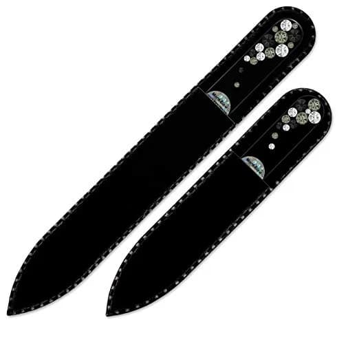 Mont Bleu Set of 2 Black Glass Nail Files with Crystals | Fine Grit for Natural Nails thumbnail 4