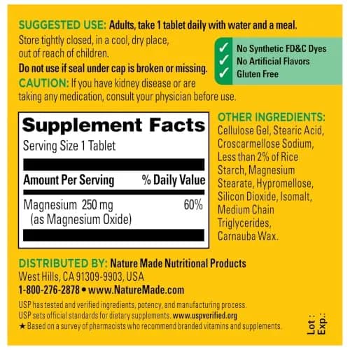 Nature Made Magnesium Oxide 250 mg Tablets 100 Count thumbnail 7
