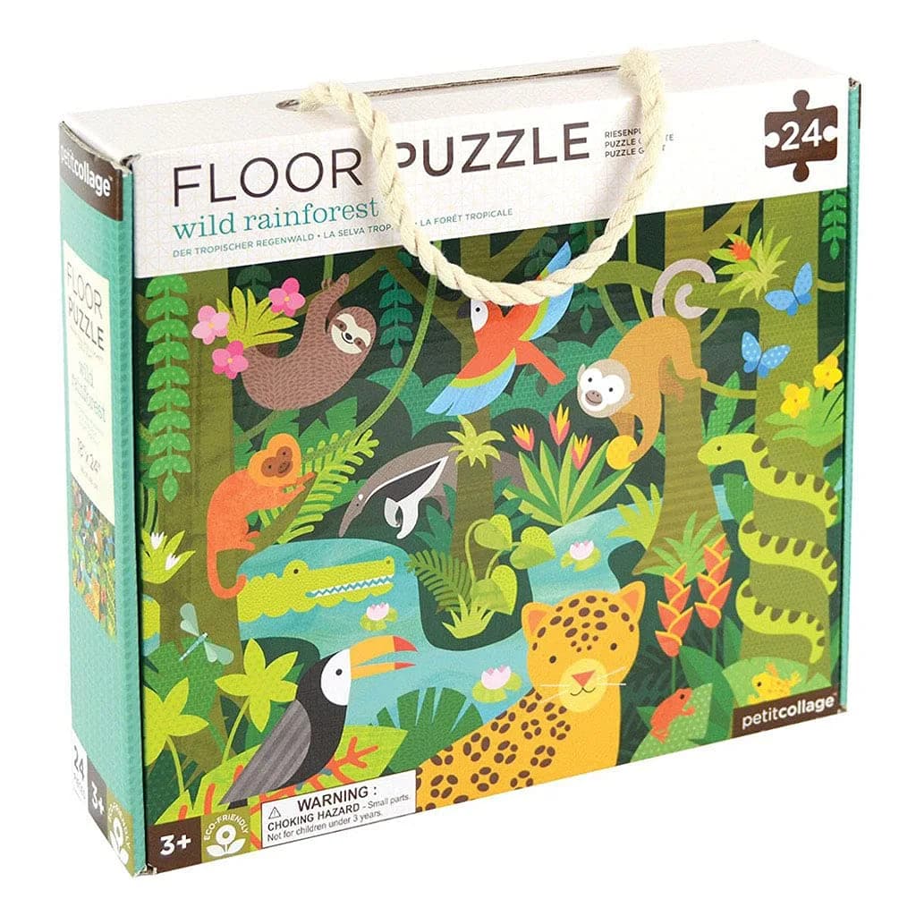 Petit Collage Floor Puzzle Wild Rainforest 24-Pieces | Bright, Eco-Friendly Kids Puzzle - main product image