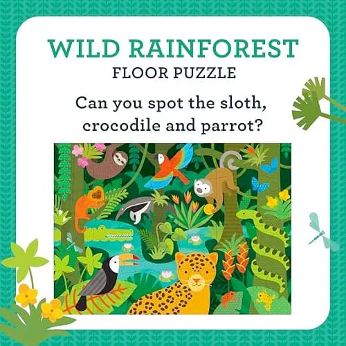 Petit Collage Floor Puzzle Wild Rainforest 24-Pieces | Bright, Eco-Friendly Kids Puzzle thumbnail 3