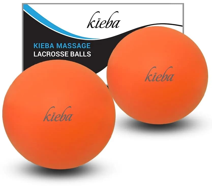Kieba Massage Lacrosse Balls for Myofascial Release, Trigger Point Therapy, Muscle Knots, and Yoga Therapy. Set of 2 Firm Balls (2 Orange) thumbnail 2