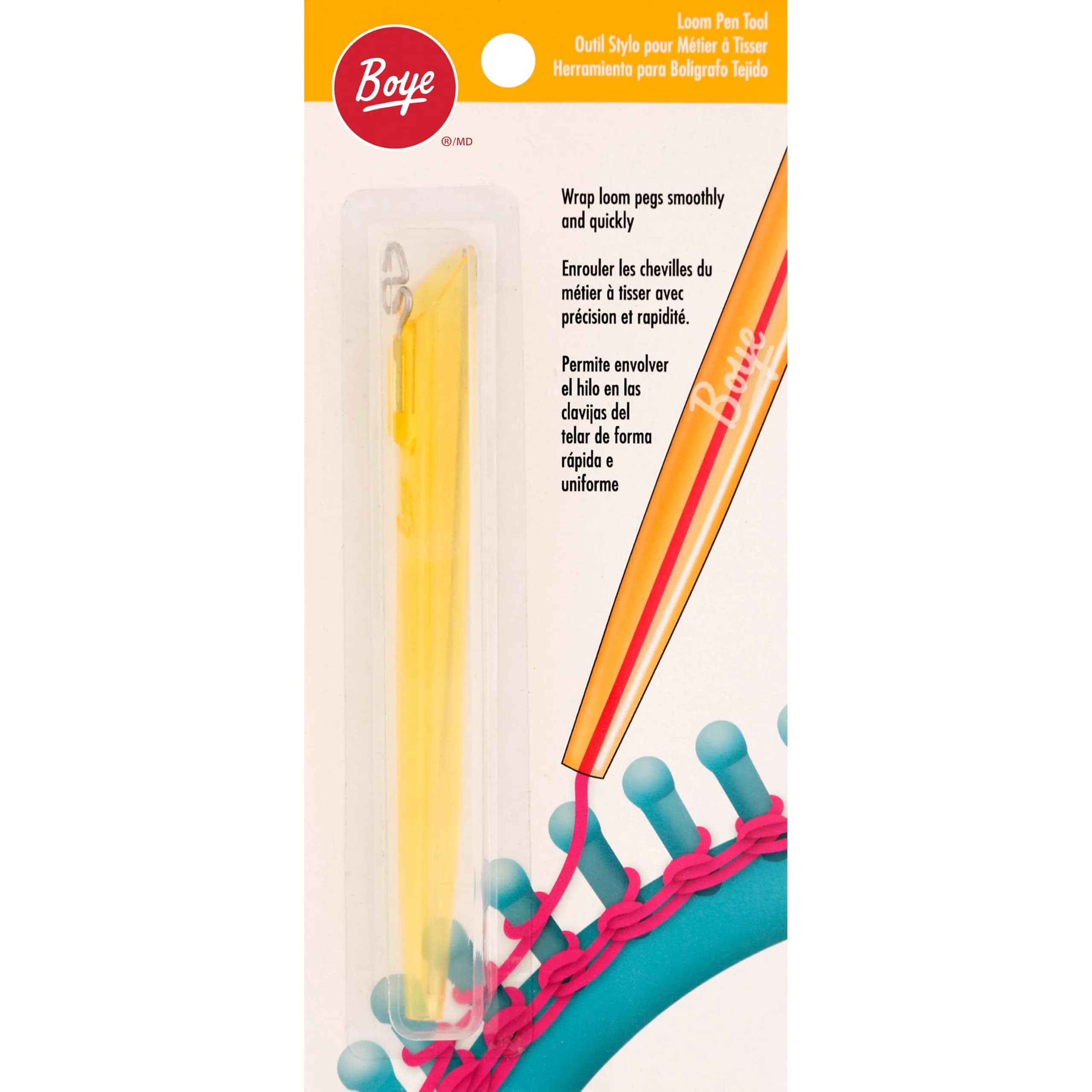 Boye Loom Pen Threading Tool | Yarn Wrap & Threader for Weaving & Knitting, Yellow