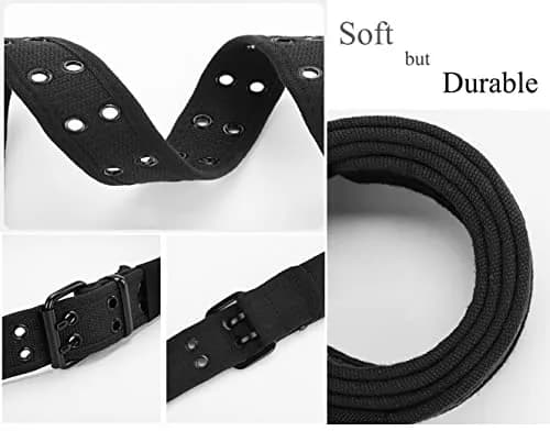 Gelante Canvas Double Grommet Hole Belt Black Large | Casual & Workwear Belt for Men & Women thumbnail 3