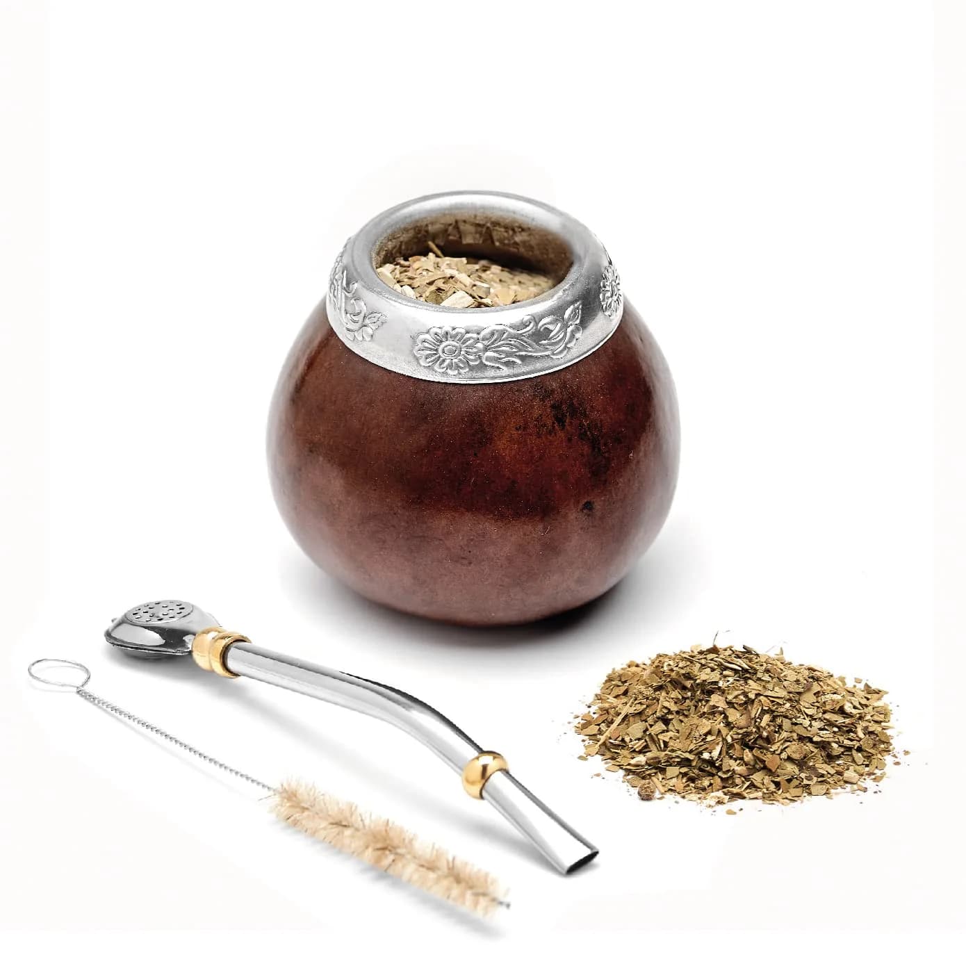 BALIBETOV Natural Yerba Mate Gourd Set 207ml (7 fl oz) | Authentic Handmade Cup from Argentina with Bombilla & Brush