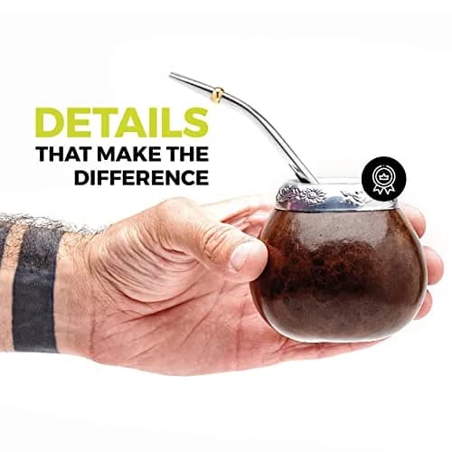 BALIBETOV Natural Yerba Mate Gourd Set 207ml (7 fl oz) | Authentic Handmade Cup from Argentina with Bombilla & Brush thumbnail 4