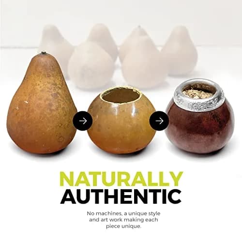 BALIBETOV Natural Yerba Mate Gourd Set 207ml (7 fl oz) | Authentic Handmade Cup from Argentina with Bombilla & Brush thumbnail 5
