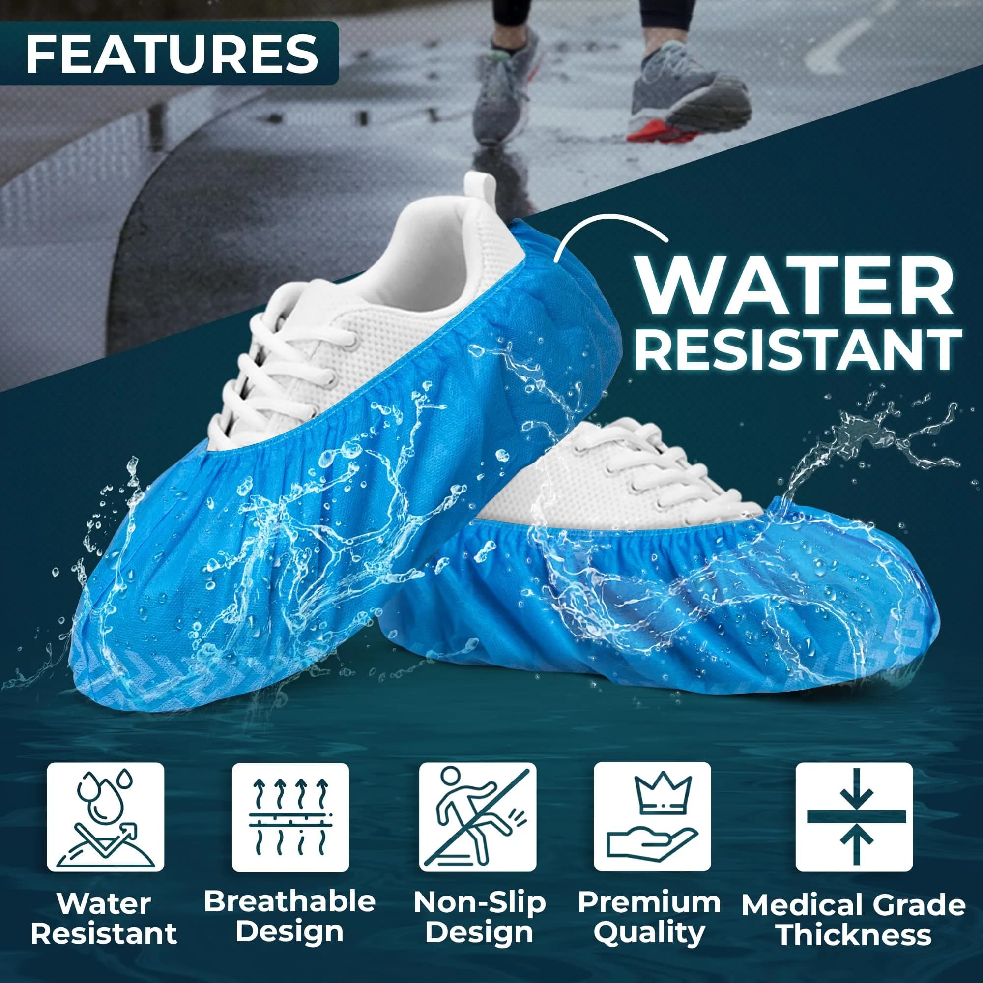 Blue Shoe Guys Disposable Shoe & Boot Covers 100 Pack | Water Resistant, Non-Slip, Recyclable for Indoor & Outdoor Use - view 2