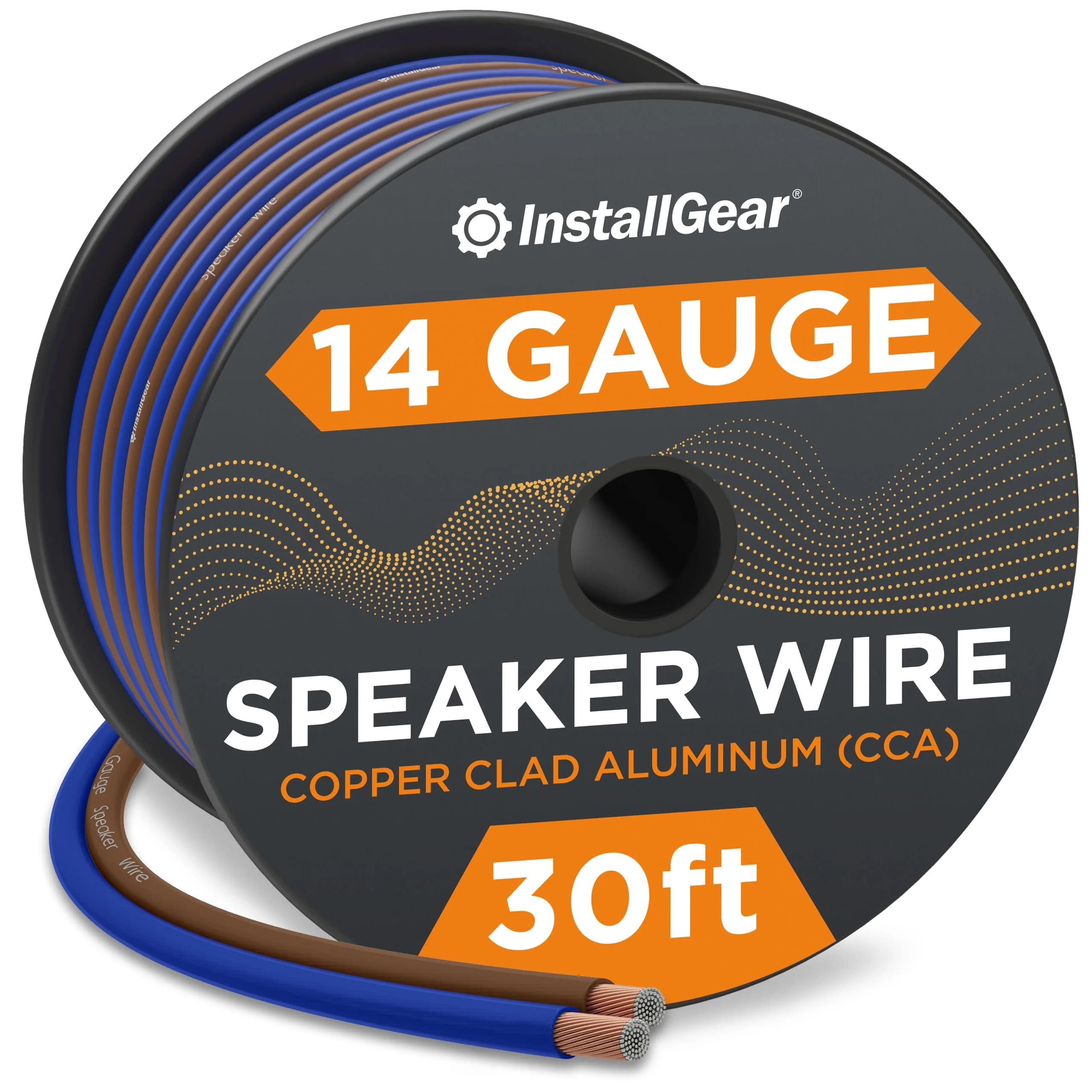 InstallGear 12 Gauge Speaker Wire 30ft | Copper, Brown, OFC, Round, 12 AWG, 30 Feet — Blue / 14 Gauge (CCA) - 30 Ft
