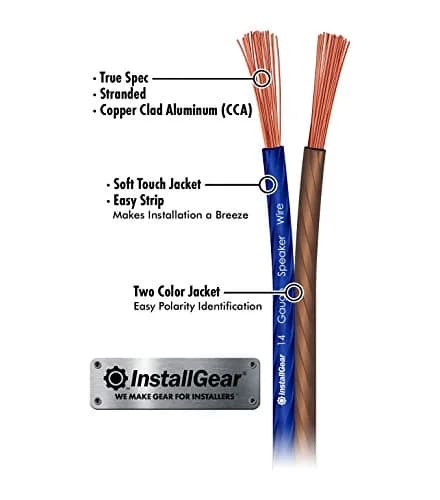 InstallGear 14 Gauge Speaker Wire 30ft (9.1 m) | Copper Clad Aluminum Cable for Car Audio & Home Theater thumbnail 2