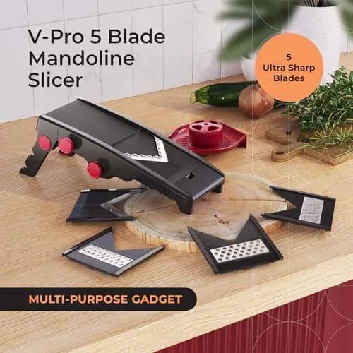 Mueller Austria V-Pro Mandoline Slicer Black | Adjustable Vegetable Chopper, Fruit, Cheese Grater, Potato Chips Slicer thumbnail 2